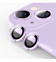 ALLY iPhone 14-14 Plus 3D Metal Çerçeveli Kamera Lens Koruyucu (Mor)