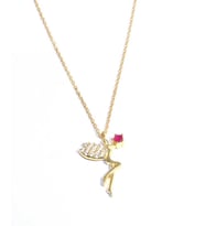 925 Ayar Rose Gümüş Peri Kolye, Pembe (Sarı)