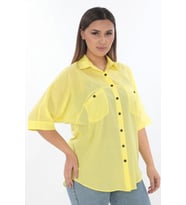 %100 Cotton Büyük Beden Gömlek (Sarı)