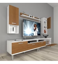 Decoraktiv Eko 5200DA Slm Krom Ayaklı Tv Ünitesi Tv Sehpası (Beyaz - Ceviz)