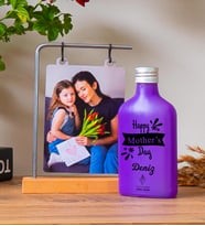 Kişiye Özel Ahşap Standlı Fotoğraflı Çerçeve ve Freshleaf 200ML Kolonya & Model no:898 (Mor)