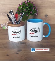 Edebiyat Öğretmeni Kalemlik, Kupa Bardak T Kişiye Özel Hediye Öğretmenler Günü Hediyesi (Model 7)