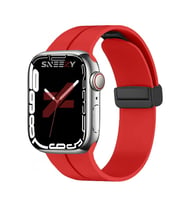Apple Watch 38mm 40mm 41mm Seri 1 2 3 4 5 6 7 8 Se Uyumlu Coastal Manyetik Tokalı Silikon Kordon (Kırmızı)