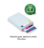  Timsah Desenli Mekanizmalı Otomatik Kızaklı Kartlık Cüzdan Kroko Kartlık (Mavi)