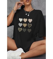 Unisex Kalp Baskılı T-shirt (Siyah)