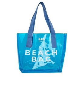 BAGMORİ Beach Bag Baskılı Şeffaf Plaj Çantası (Mavi)