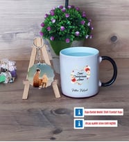 Anneye Doğum Günü Hediyesi Kupa Bardak Beyaz ve Fotoğraflı Ahşap Anahtarlık Hediye (Model 9)