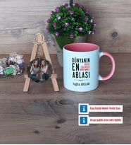 Ablaya Hediye Kupa Bardak Beyaz ve Fotoğraflı Ahşap Anahtarlık Hediye (Model 6)