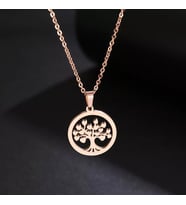 Kişiye Özel 925 Ayar Gümüş Kalpli Ağaç Kolye (Rose)