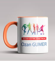Kişiye Özel Beden Eğitimi Öğretmeni Tasarımlı Siyah Renk Kupa 3 (Turuncu)