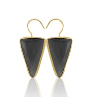 Kadir Jewellery 22 Ayar Altın Kaplama Vintage Küpe -El İşçiliği Ve Hipoalerjenik Küpe (Siyah)