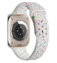 Apple Watch 44 mm KRD-02 Suya Dayanıklı Delikli Renkli Silikon Kordon (Beyaz)