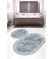 Dijital Baskılı Kaymaz Taban Yıkanabilir Oval 2'li Klozet Takımı Banyo Paspası NOKZ-HT-170 (Çok Renkli)