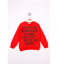 Toontoy Erkek Çocuk Yazı Baskılı Sweatshirt (Kırmızı)