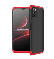 Xiaomi Poco M3 Kılıf Zore Ays Full Koruma Kılıf (Siyah-Kırmızı)