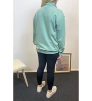 Kadın 3 iplik Yarım Fermuarlı Kanguru Çepli Sweatshırt spr24swk22 (Mint Yeşili)