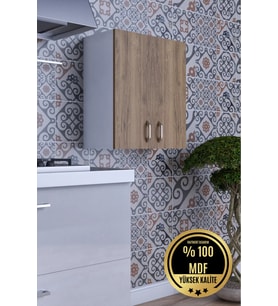 Moza Çok Amaçlı Dolap Kapaklı Mutfak Balkon Banyo MDF (Beyaz - Ceviz)