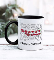 Geometri Öğretmeni Tasarımlı Kişiye Özel Kupa Bardak (Siyah)