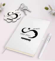 BK Gift Kişiye Özel Atatürk Temalı Siyah Defter Kalem Ve Anahtarlık Hediye Seti-5 (Model 2)