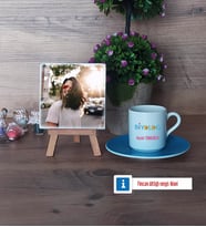 Biyolog Fotoğraflı Dekoratif Taş, Ahşap Altlıklı Türk Kahvesi Fincanı HediyeBiyologa Hediye (Model 5)