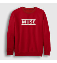 Presmono Unisex Beyaz Logo Muse Sweatshirt 70072tt (Kırmızı)