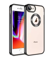 Apple iPhone 8 Kılıf Kamera Korumalı Logo Gösteren Omega Kılıf (Siyah)