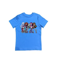 MONSTER HIGH baskılı pamuklu penye kumaş yazlık çocuk tişört (Mavi)