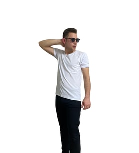 COTTOMEN Erkek V Yaka Slim Fit & Tshirt (Beyaz)