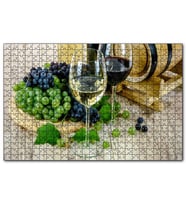 Cakapuzzle Beyaz Kırmızı Şarap Üzüm Şarap Küpü Görseli  Puzzle Yapboz MDF (Ahşap) (1000 Parça)