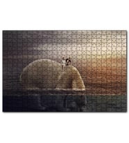 Cakapuzzle Dev Kutup Ayısı ve Üzerinde Çocuklar İllüstrasyon  Puzzle Yapboz MDF (Ahşap) (500 Parça)