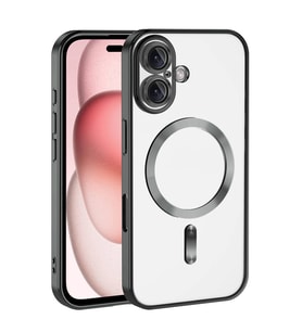 iPhone 16 Kılıf Kamera Korumalı Magsafe Parlak Luxury Kılıf (Siyah)