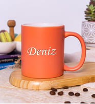 Kişiye Özel Yazılı & Renkli Kupa Bardak, 14 Farklı Renk Seçeneği (Turuncu)