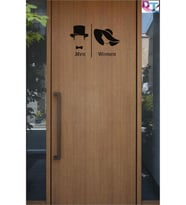 Wc Kapı Stickeri, Yönlendirme Stickeri, Tuvalet Stickeri (Siyah)