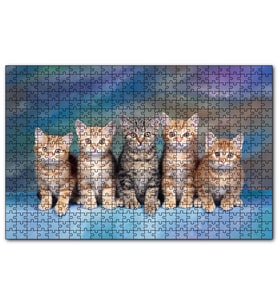 Cakapuzzle Dört Yavru Sarmanın Arasındaki Tekir  Puzzle Yapboz MDF (Ahşap) (1000 Parça)