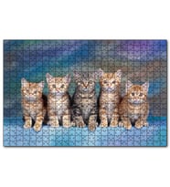 Cakapuzzle Dört Yavru Sarmanın Arasındaki Tekir  Puzzle Yapboz MDF (Ahşap) (1000 Parça)