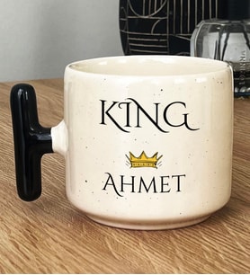 Kişiye Özel King Hediye T Kupa Bardak Sevgiliye Hediye (Siyah)