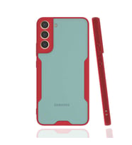 Galaxy S22 Plus Kılıf Kamera Korumalı Arkası Şeffaf Silikon (Kırmızı)