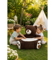 Ayı Pelüş Bebek Çocuk Koltuğu (Kahve) (Yeşil)