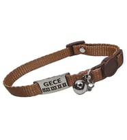 Güvenlik Kilitli isimli Kedi Tasması, isimlikli Kedi Tasması, Kedi Künyesi, Safety Click tasma (Kahverengi)