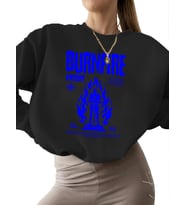 kadın bisiklet yaka erkek unisex Bej kalın Sweatshirt Ateş şövalyesi Baskılı Sweatshirt 3 iplik (Siyah)