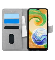 Microsonic Samsung Galaxy A04S Kılıf Fabric Book Wallet Siyah (Gri)