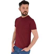 Erkek Büyük Beden Sıfır Yaka Tişört Ottoman BGL-ST01891 (Bordo)
