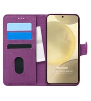 Microsonic Samsung Galaxy S24 Plus Kılıf Fabric Book Wallet Siyah (Mor)