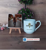 Komando Fotoğraflı Dekoratif Taş, Kupa Bardak Beyaz Hediye (Model 5)