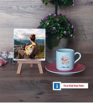 Anneye Hediye Fotoğraflı Dekoratif Taş, Ahşap Altlıklı Türk Kahvesi Fincanı Hediye (Model 6)