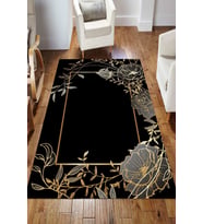 Dijital Kaymaz Taban Yıkanabilir Salon Halısı Mutfak Halısı Koridor Halısı Yolluk ND-HS-271 (Gold)