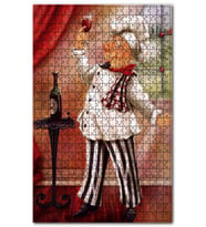 Cakapuzzle Şarap Tadan Aşçı Figürü Görseli Puzzle Yapboz MDF (Ahşap) (500 Parça)