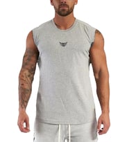 Ghassy Co. Erkek Nem Emici Hızlı Kuruma Atletik Teknik Performans Sporcu Sıfır Kol T-shirt (Açık Gri)