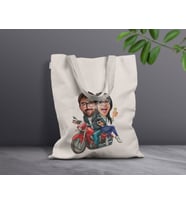 BK Gift Kişiye Özel Sevgililer Karikatürlü Kanvas Bez Çanta, Baskılı Omuz Çantası, Alışveriş Çantası, Plaj Çantası, Sevgiliye Hediye-1 (Model 5)