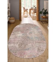 Dijital Baskılı Kaymaz Taban Yıkanabilir Oval Salon Halısı Mutfak Halısı Yolluk NDO-HT-133 (Çok Renkli)